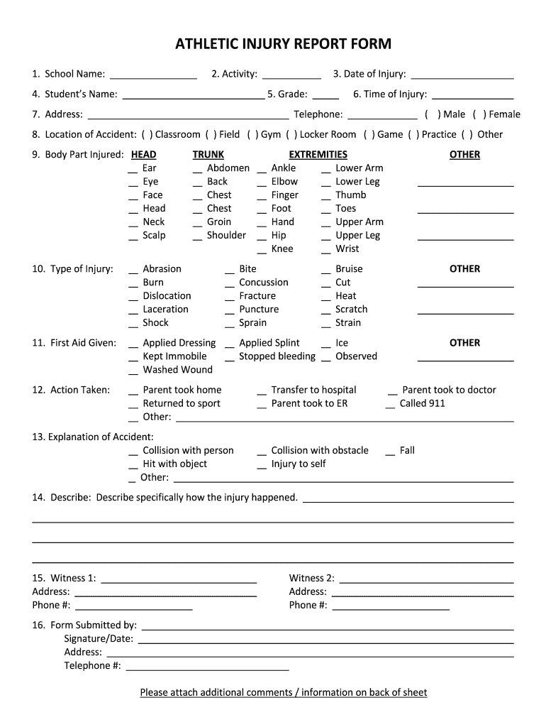 Report for Athletic Form
