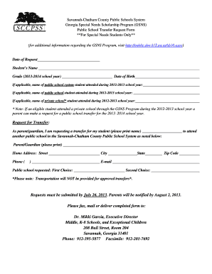 Get and Sign Sccpss Transfer Request Form 2013
