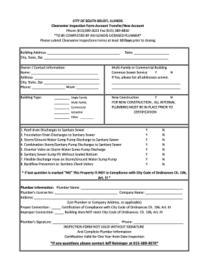 Clearwater Inspection PDF the City of South Beloit Southbeloit  Form