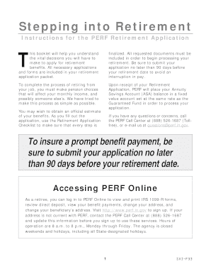 PERF Retirement Application  Form