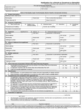 Application for a Permit to Construct or Demolish Waterloo Form