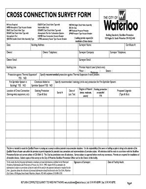 City of Waterloo Cross Connection Survey Form