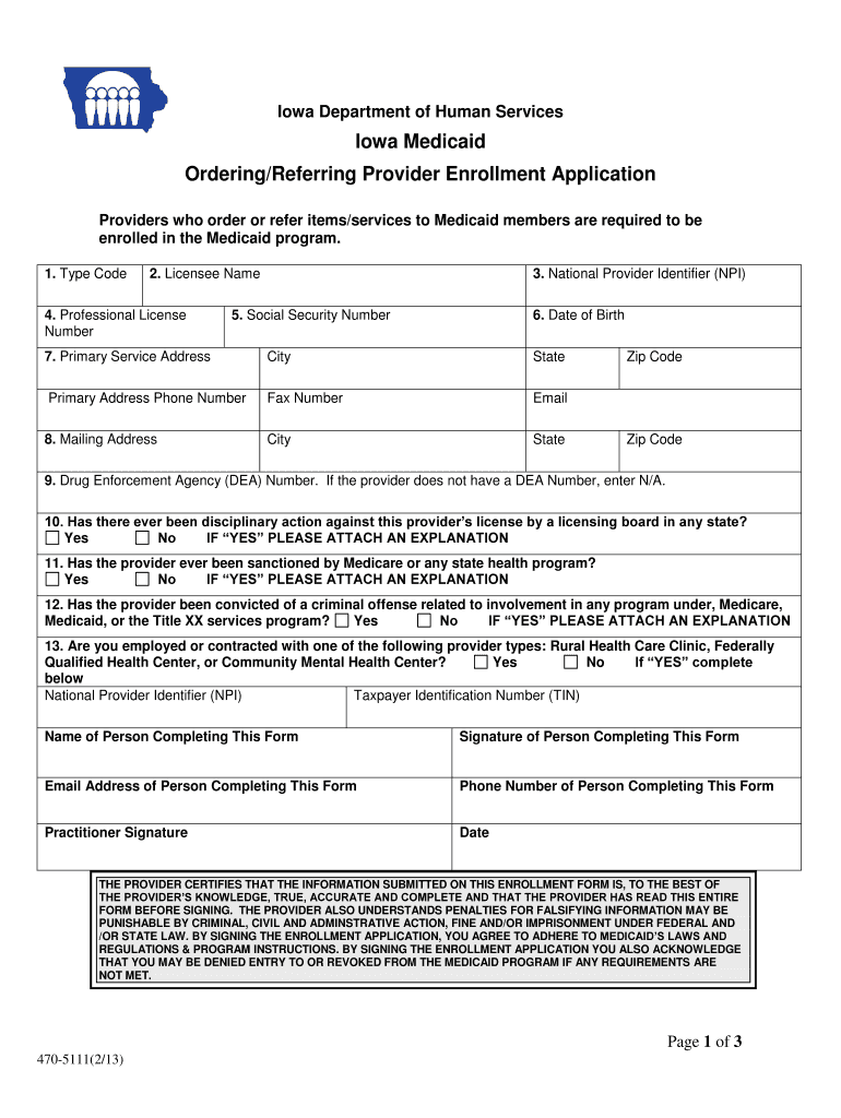  Iowa Provider Enrollment Application 2013-2024