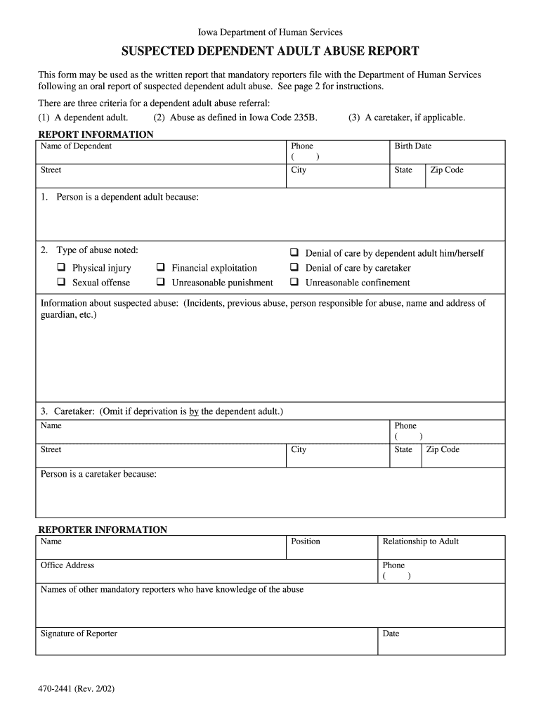 Ia Dependent Adult Abuse  Form