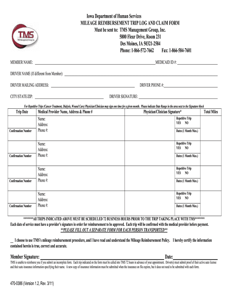 Iowa Medicaid Mileage Reimbursement  Form