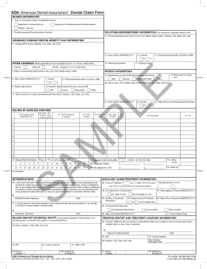 Dental Claim Form American Dental Association