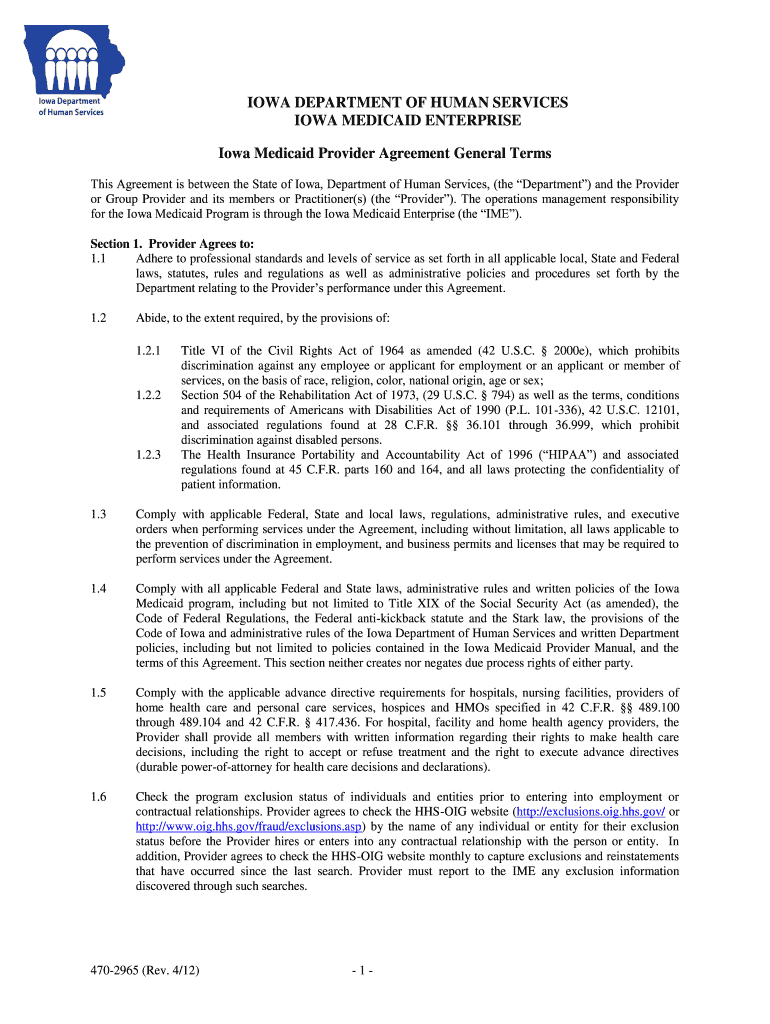  Form 470 2965  Iowa Medicaid Enterprise  Ime State Ia 2012