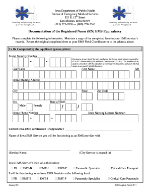 Iowa Ems Rn Equivalency Form