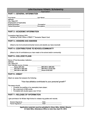 John Kauinana Scholarship Application Edline  Form