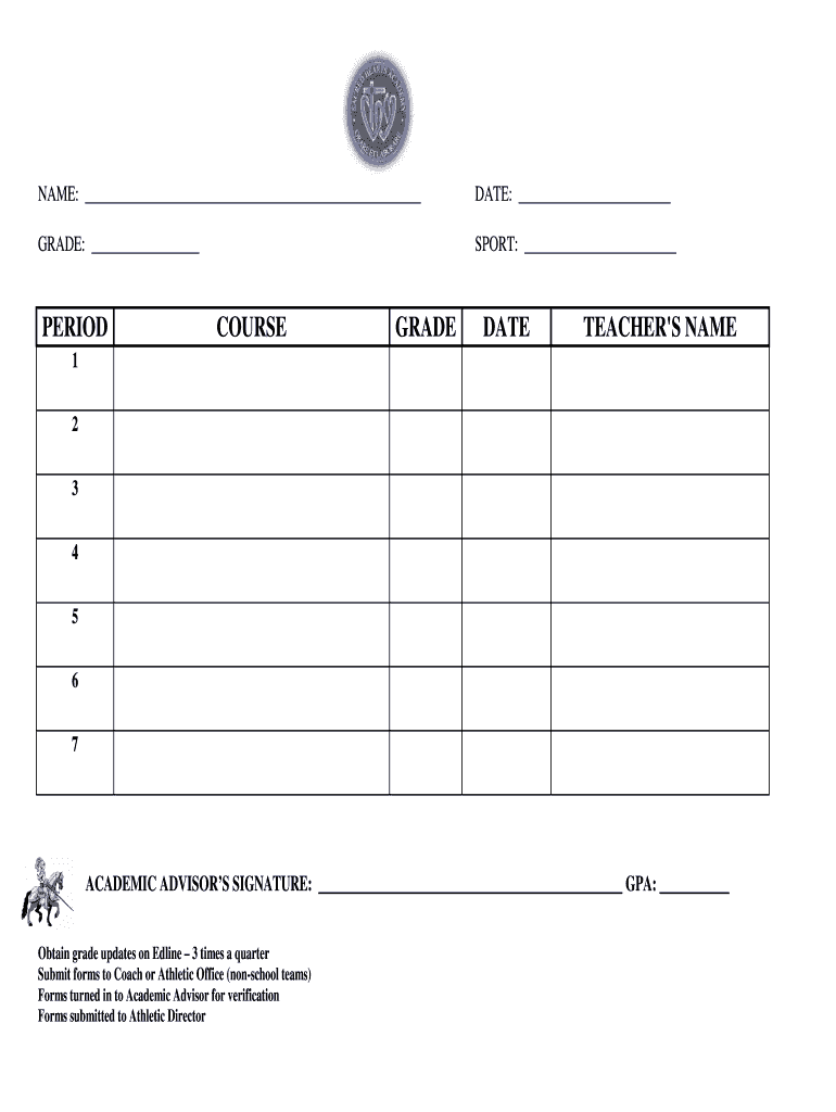 Athletic Progress Report Template  Form