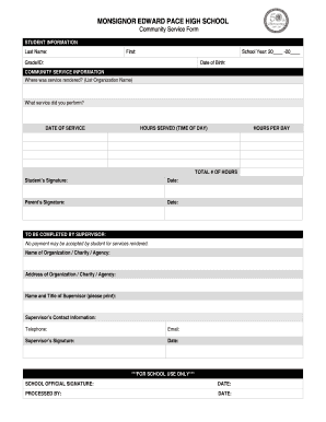 Community Service Form Edline