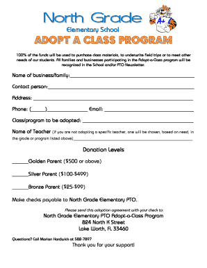 Adopt a Class Program Form Edline