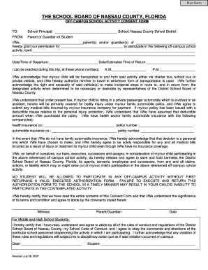 Off Campus School Activity Form Edline