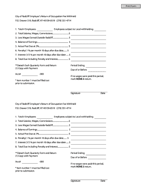 City of Radcliff Ky Occupational Tax Form