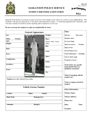 Suspect Profile Template  Form