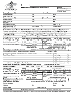 Az Backflow Certification Form