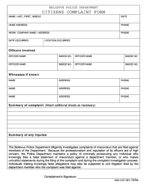 Police Complaint Form