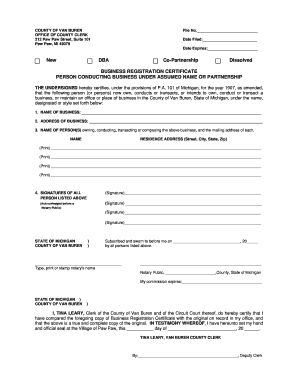 Business Registration Form Van Buren County Vbco