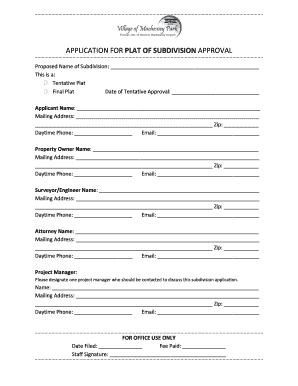 Machesney Park Plat Application Form