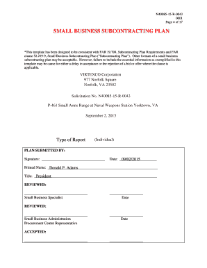 Sba Small Business Subcontracting Plan  Form