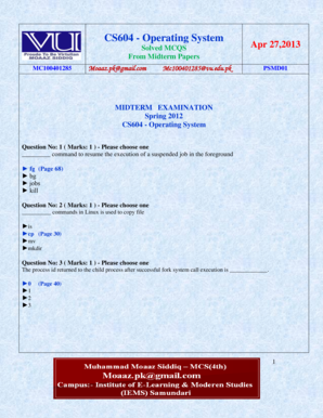 Cs 604 Midterm  Form