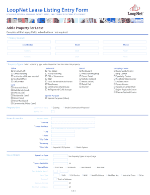 LoopNet Lease Listing Entry Form