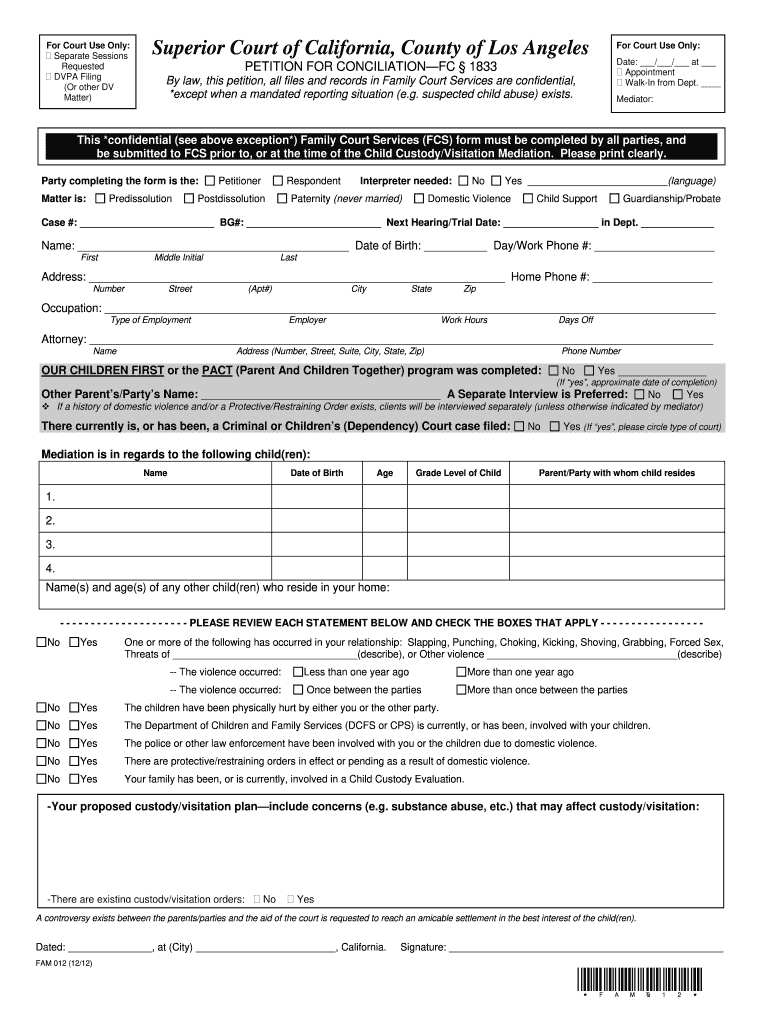 Get and Sign Fam012 2012-2022 Form