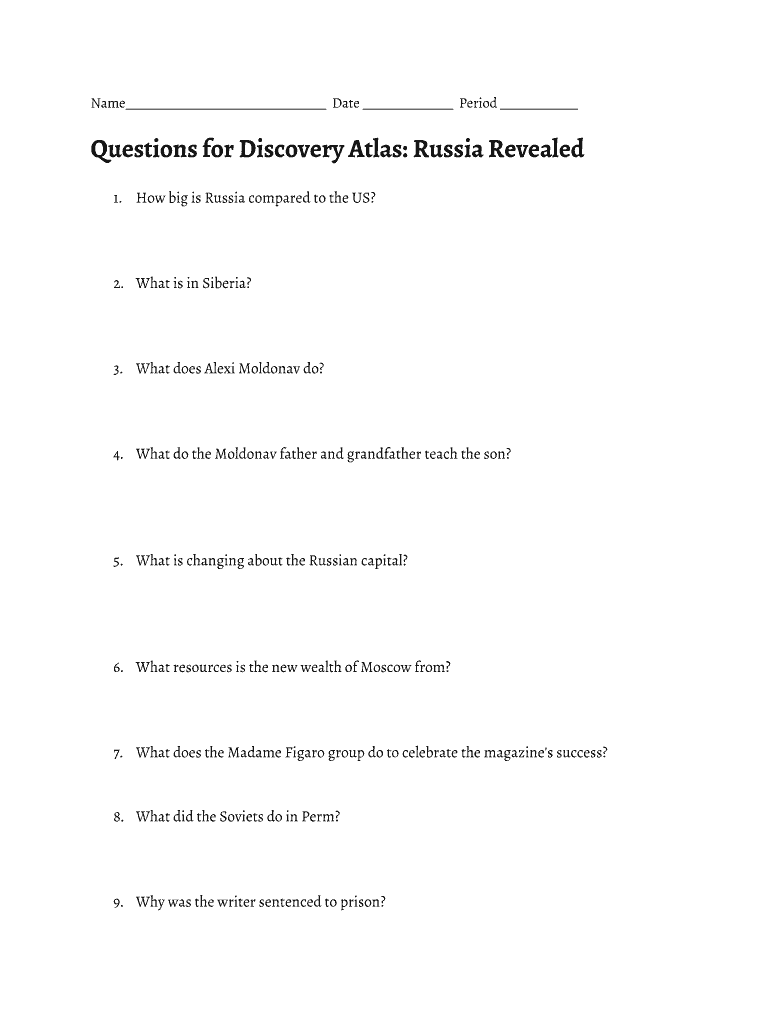 Russia Revealed Study Guide Answer Key  Form