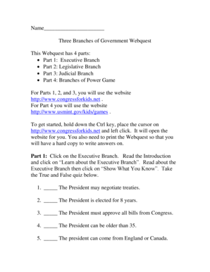State Government Webquest Answer Key  Form