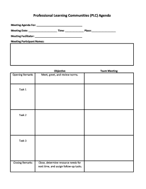 Plc Agenda Template  Form