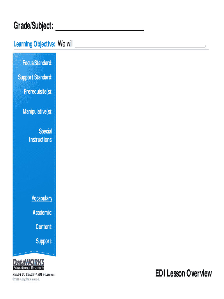 Edi Lesson Plan Template  Form