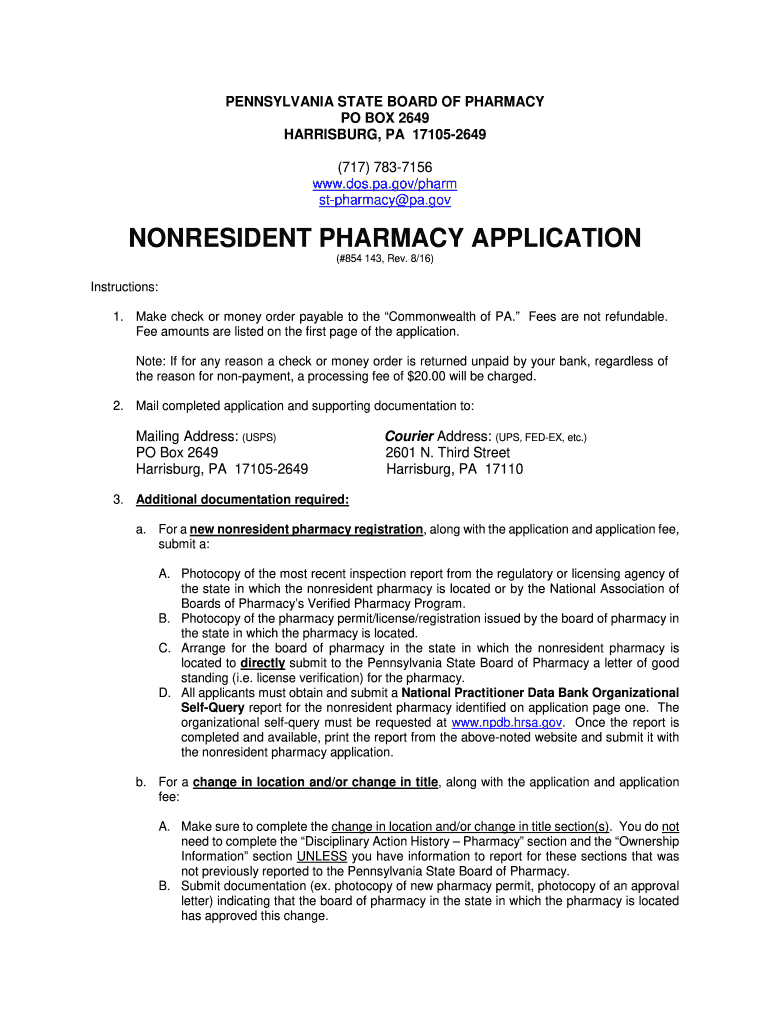  PHARMACY REMODELING APPLICATION  Pennsylvania 2015