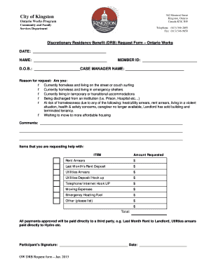  Discretionary Residency Benefit Form 2013-2024