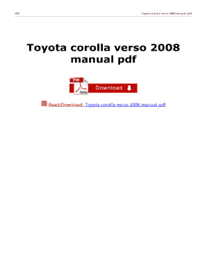 Toyota Corolla Verso Manual PDF  Form