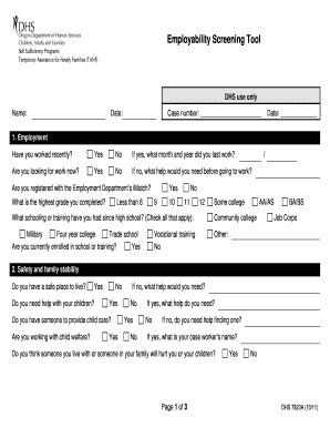 Employability Screening Tool Appsstateorus Apps State or  Form