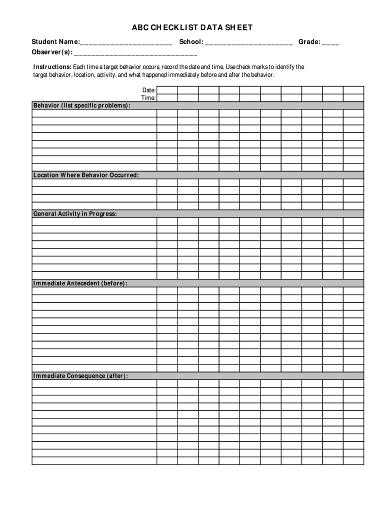 ABC Checklist Version 1  Form