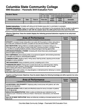 Paramedic Clinical Evaluation Form