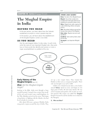 The Mughal Empire in India Answer Key  Form