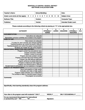 Pewaukee School District Software Evaluation  Form