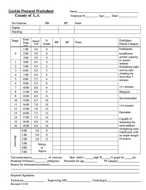 Gerkin Fitness Test Score Chart  Form