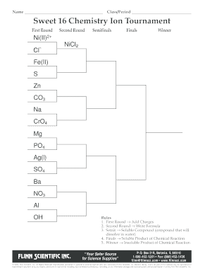 Sweet 16 Chemistry Compound Tournament  Form