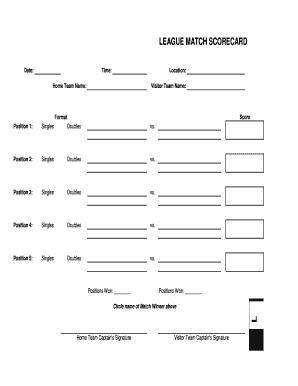 League Match Scorecard United States Tennis Association  Form