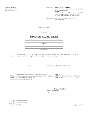 Bsp Biographical Data Form