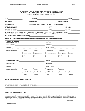 ALABAMA APPLICATION for STUDENT ENROLLMENT Shelbyed K12 Al  Form