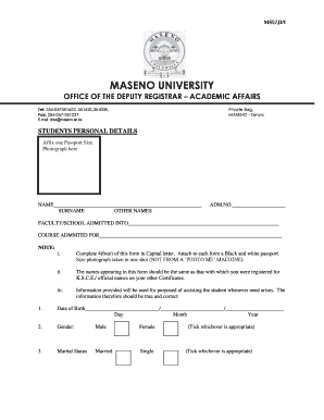 Maseno Address  Form