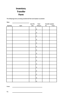 Inventory Transfer Sheet  Form