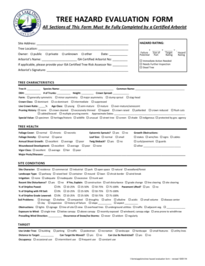 TREE HAZARD EVALUATION FORM Lake Oswego Oregon