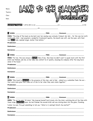 Lamb to the Slaughter Vocabulary PDF  Form