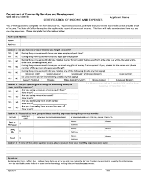 3 Certification of Income and Expenses CSD 43B ENGLISH  Form