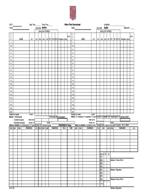 Water Polo Score Sheet  Form